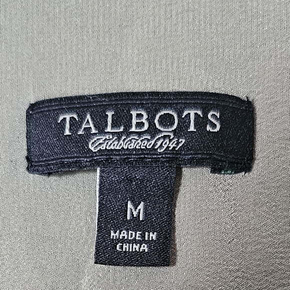 Talbots silk khaki half-button shirt with front pockets Size M - Picture 6 of 6